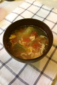 トマト☆搾菜☆玉子のさっぱりスープ♪