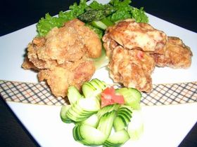 鶏唐のスィートチリマヨ和え