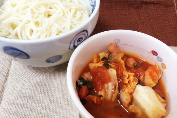 そうめんのトマトつけ麺 レシピ 作り方 By つるつるつるこ クックパッド 簡単おいしいみんなのレシピが360万品