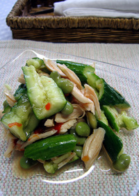 枝豆とたたき胡瓜の甘辛サラダ