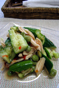 枝豆とたたき胡瓜の甘辛サラダ
