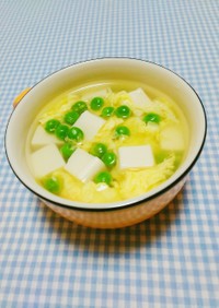 〖春色☆グリンピースとお豆腐のスープ〗