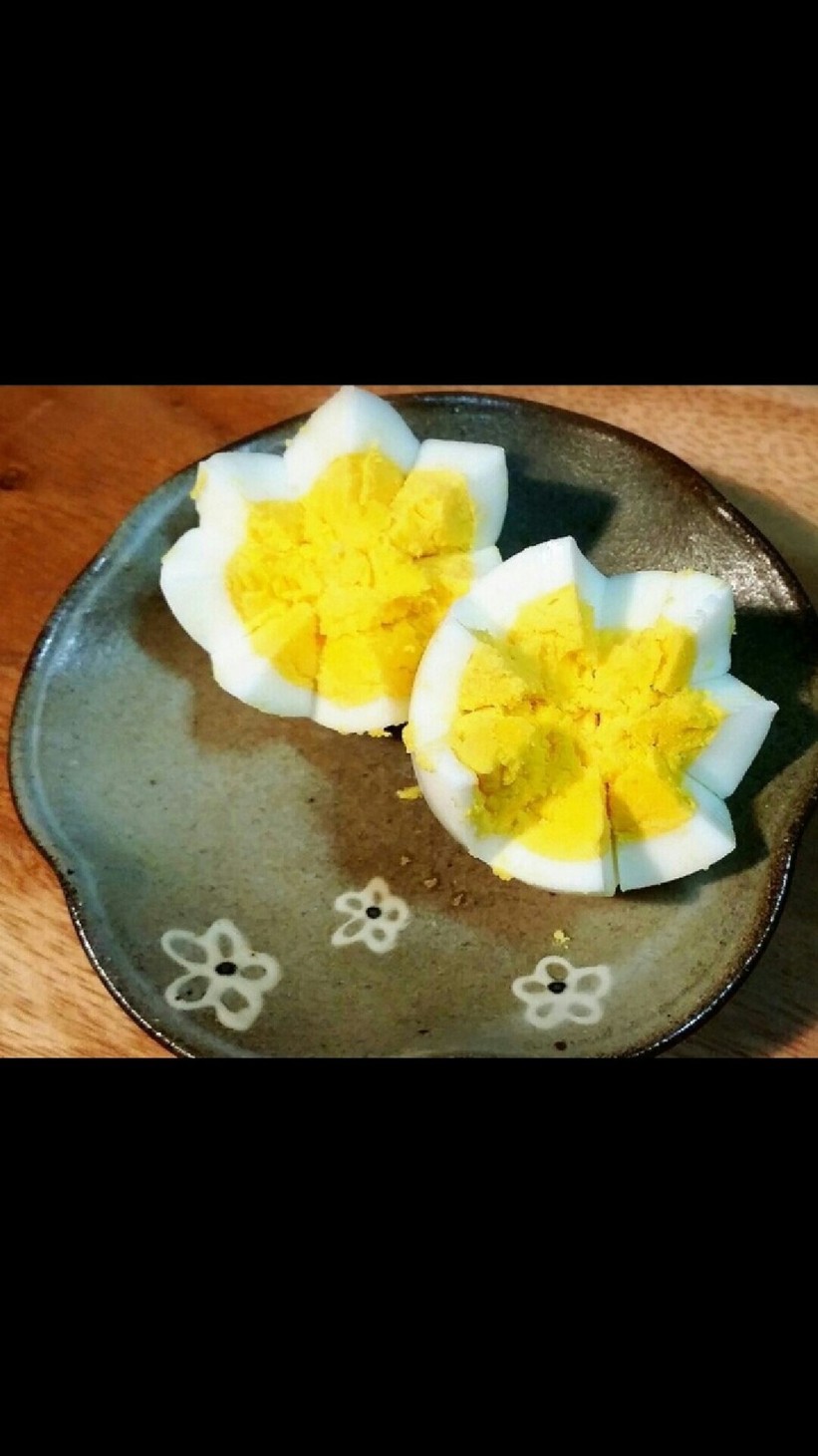 ゆで卵の飾り切りの画像