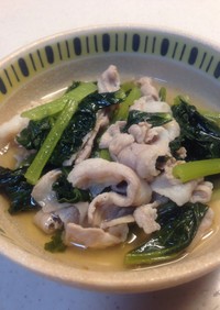 簡単、豚バラ肉と小松菜の煮物