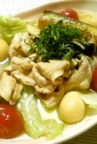徳山冷麺to豚肉と茄子のポン酢ラー油漬け