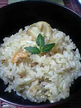 ホタテのひもと油揚の炊き込み御飯