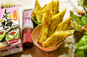 お弁当に!しそ梅deちくわのピカタ
