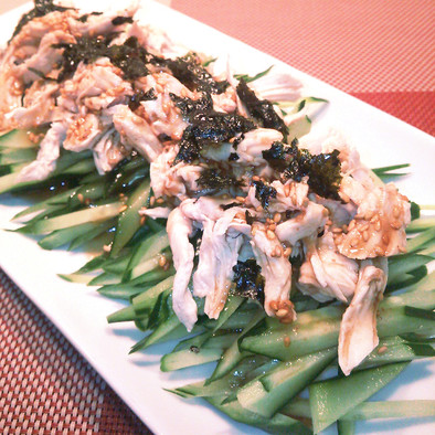 【松橋】簡単節約！蒸し鶏の梅ポン酢サラダの写真