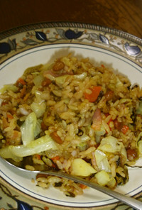 高菜と納豆のコラボでチャーハン