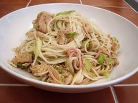 ツナと長ネギの炒めそうめん