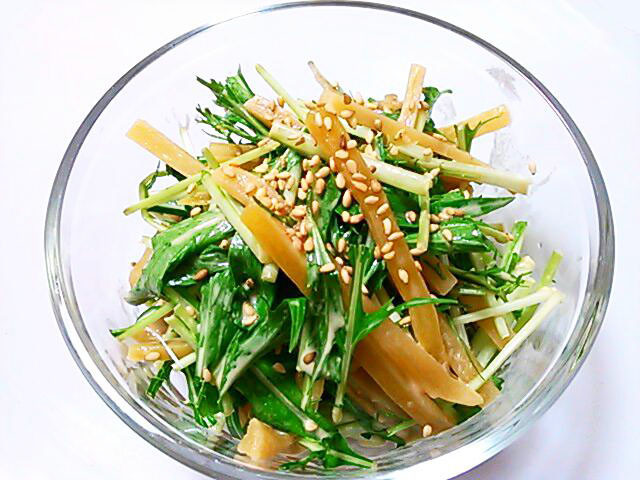 干し芋と水菜のマヨポン酢和えの画像