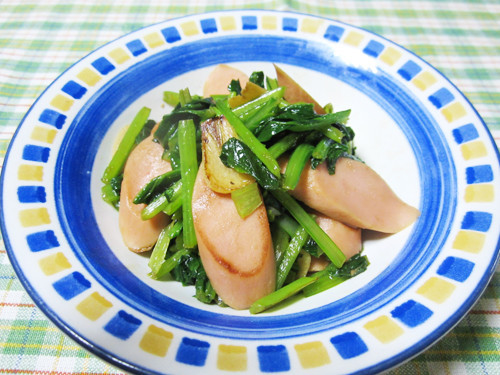 ◆糖尿病◆小松菜と魚肉ソーセージ炒めの画像