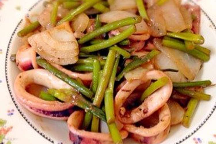 ニンニクの芽とイカの肝炒め レシピ 作り方 By 釣り好きマサコ クックパッド