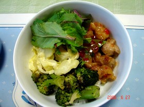 鶏のエスニック丼