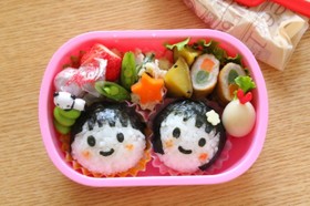 簡単キャラ弁☆女の子と男の子のおにぎり