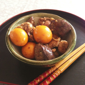 鶏もつ&レバー&きんかんの甘辛生姜煮