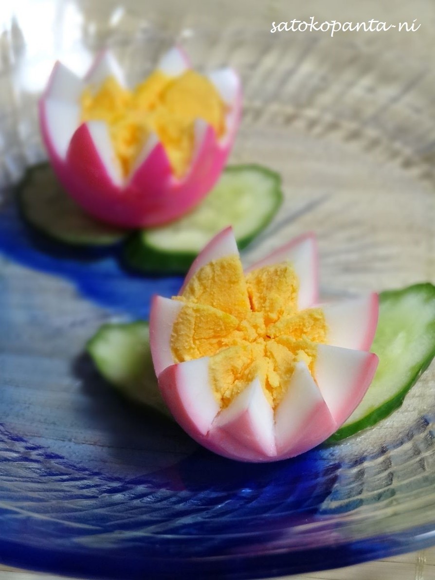 お家デコ☆ゆで卵で爽やかな蓮の花の画像