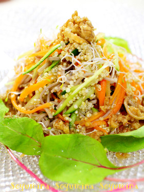 ♔ぷちぷちキヌア♔胡桃ごまドレ蕎麦サラダ