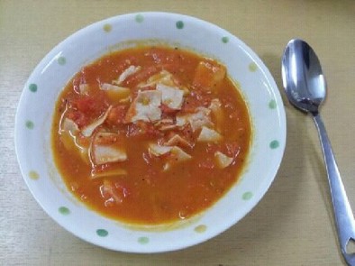 簡単濃厚　トマトとハムのスープの写真