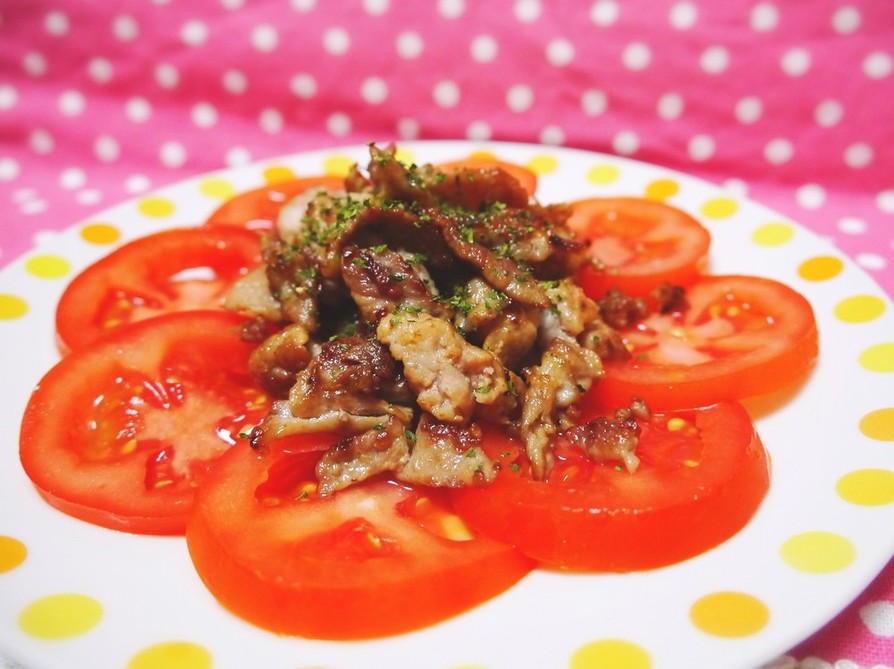 超簡単♪冷しトマトと豚肉のカリカリサラダの画像