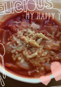 レンジで簡単！新たまの食べるトマトスープ