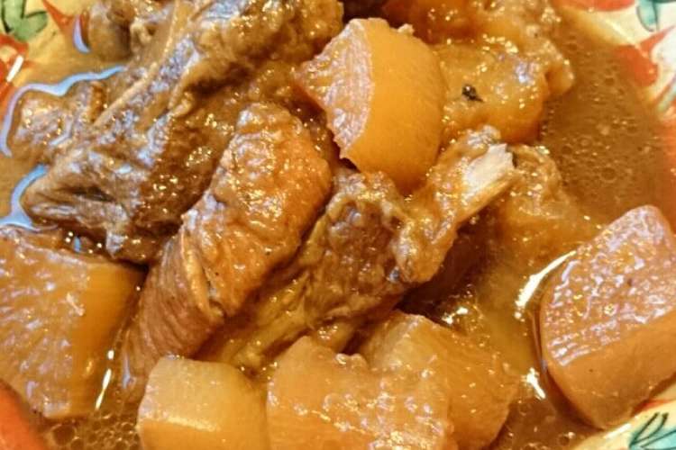 圧力鍋で 骨付き豚バラと大根の醤油煮 レシピ 作り方 By Kuragenoie クックパッド 簡単おいしいみんなのレシピが356万品