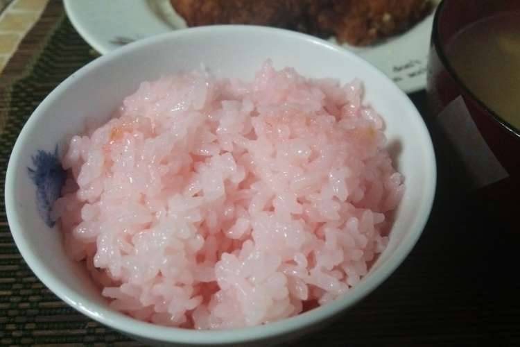 簡単 ピンクご飯 紅生姜の残り汁で レシピ 作り方 By しゃりくま クックパッド