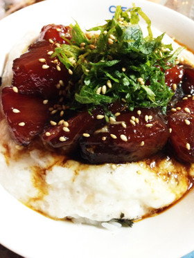 ♪美味しいマグロ(ハマチ)の山かけづけ丼