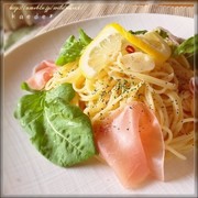 冷製♡生ハムとルッコラのペペロンチーノの写真