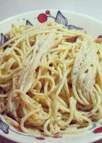 干し海老と塩辛のパスタ