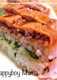 簡単に美味♡京風♡蒲焼きと漬物の押し寿司
