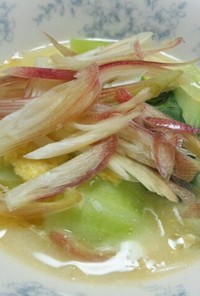 減塩☆チンゲン菜と茗荷の中華スープ