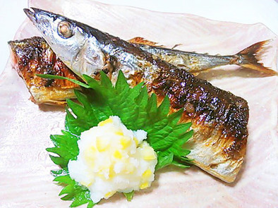 秋刀魚(焼魚)の塩レモン焼(塩ゆずでも)の写真