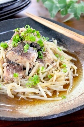 簡単*節約*さば水煮缶ともやしの甘辛炒め