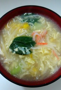 ふわとろ卵と小松菜の中華スープ