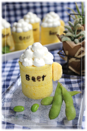 父の日に*生ビールのミニロールケーキ*