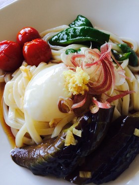 夏野菜の煮浸しでサラダうどん