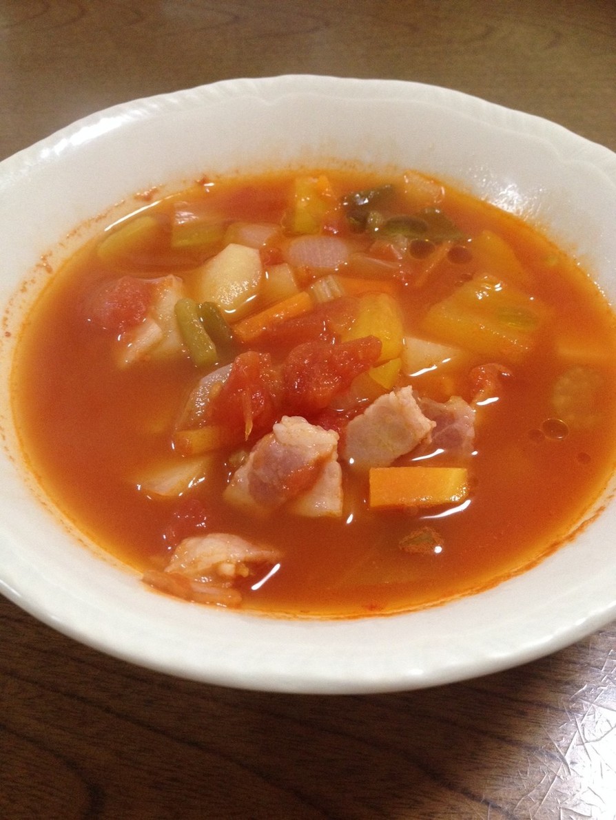セロリのトマト缶スープの画像