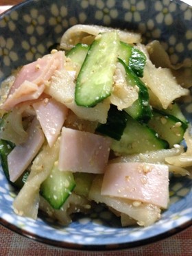 かんぴょう、胡瓜、ハムの酢の物