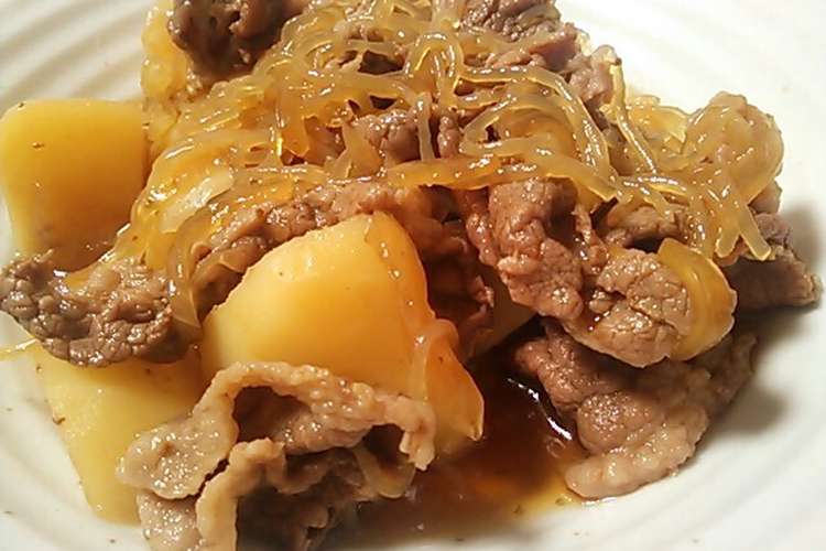 甘めの肉じゃが すき焼きのタレで簡単に レシピ 作り方 By りつなるママ 楽天レシピ
