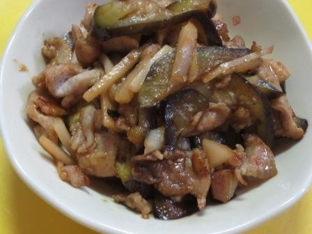豚肉とナスと新生姜で炒め物の画像