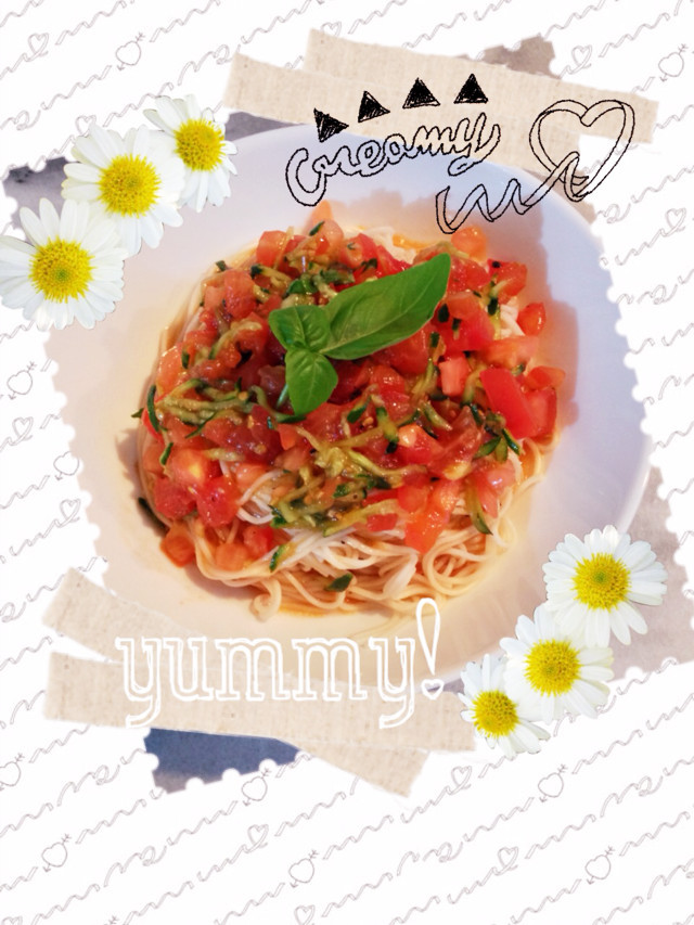 素麺の冷製トマトパスタ風の画像