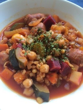 大麦&ひよこ豆 野菜たっぷりスープ