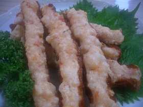 エビ詰めちくわ揚げ♪