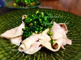 茹で豚バラの刻み生にら醤油かけ〜☺︎