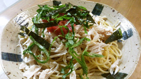 超簡単!ささみと梅のヘルシーパスタ