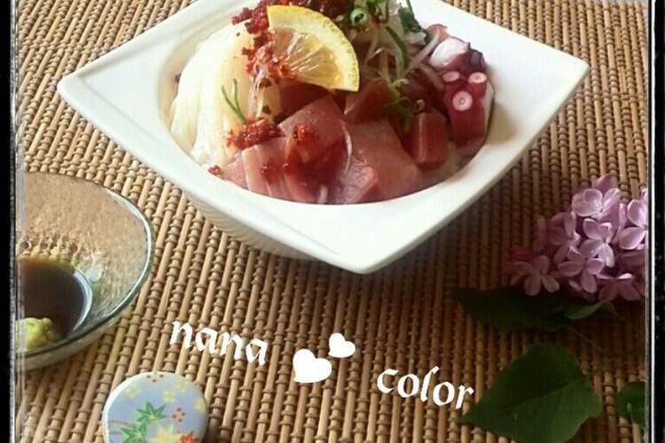 白髪ねぎとラー油の海鮮どんぶり レシピ 作り方 By ななはんのおだいどこ クックパッド 簡単おいしいみんなのレシピが359万品