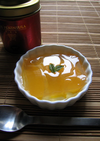 ジャスミン茶と黄桃の寒天