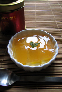 ジャスミン茶と黄桃の寒天