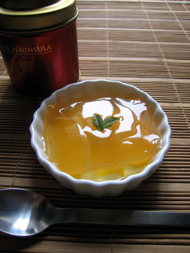 ジャスミン茶と黄桃の寒天の画像